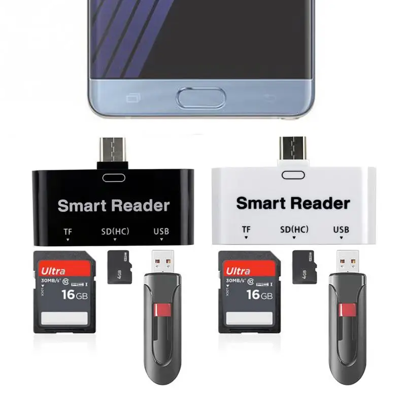 Новый белый/черный Универсальный 4 In1 USB 3,1 Тип C USB-C TF Micro OTG Card Reader