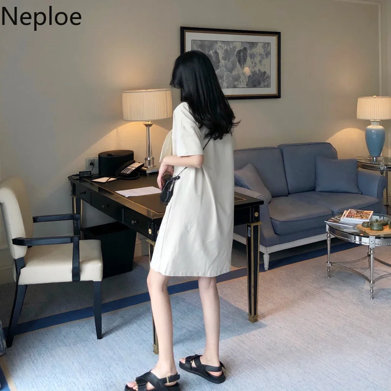 Neploe Плиссированное лоскутное женское платье Лето 2020 Новинка Круглый вырез