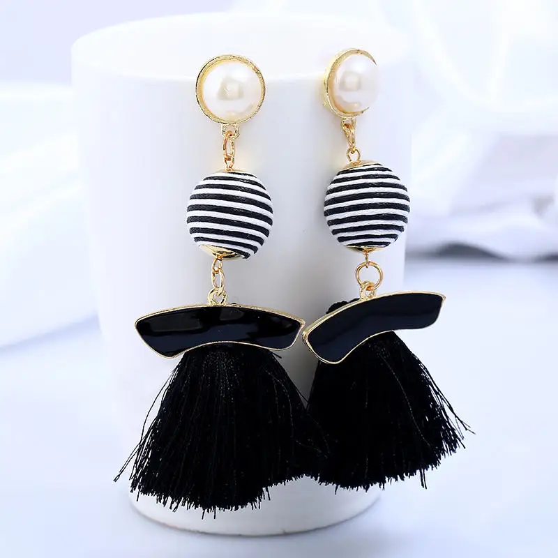 Welback-fashion-jewelry-figure-bohemia-ethnic-style-Enamel-freshwater-pearl-charm-ball-long-drop-tassels-earrings (1)