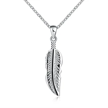 

silver 925 Necklace fashion feather Wing Pendant Necklace choker collar necklace Women Fine Jewelry charm 925 sterling silver