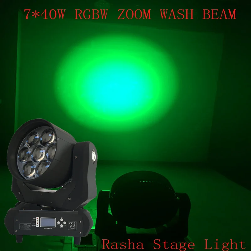

4X Lot Hot 7*40W DJ Light 4in1 RGBW LED Moving Head Zoom Wash Light Stage Disco Moving Head Mini Bee Eye With 14 Channels Party