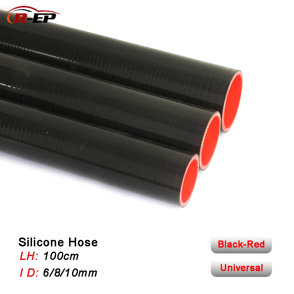 

R-EP ID 6 8 10mm Silicone Coolant Hose Vacuum Tube Hose 1Meter for Supercharger Piping Black