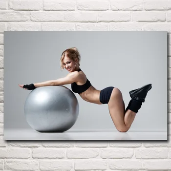 

FOOCAME Yoga Painting Fitness Model Sports Stretching Gymnastics Art Silk Posters and Prints Gyms Room Wall Decoration Pictures