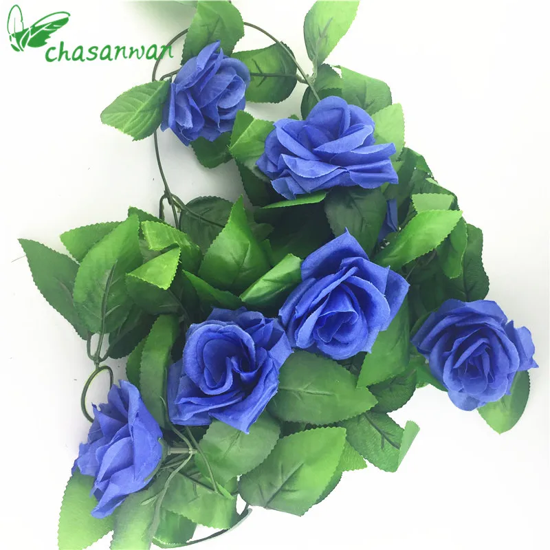 Хит 2,5 м искусственные цветы, розы плюща, шелковые цветы, гирлянда, сделай сам, цветы для свадьбы, сада, домашнего декора, аксессуары, Цветочная лоза. L - Цвет: Синий