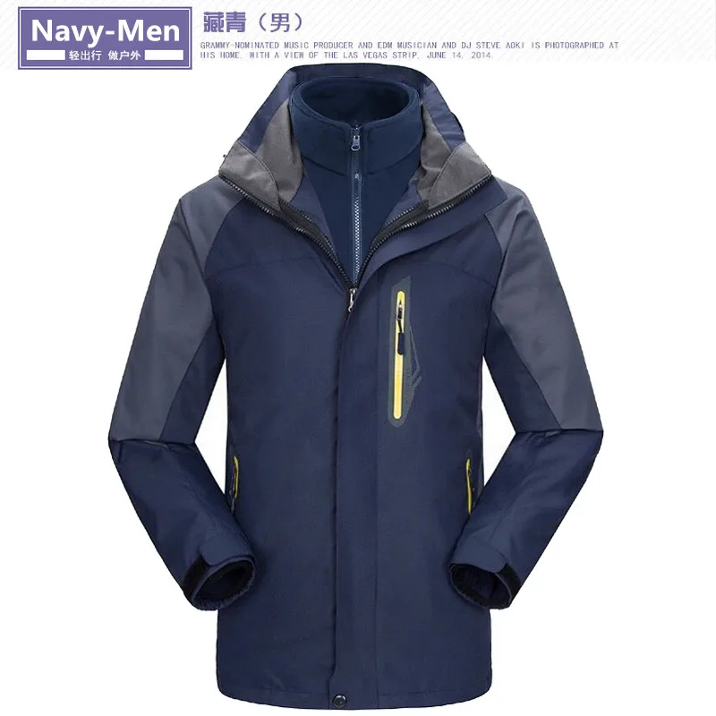 30p 3-в-1 loversoutwear Для мужчин Зимняя куртка с капюшоном, защищающая от ветра, Водонепроницаемый флис внутренний бак Термальность Для женщин плащ куртка-ветровка - Цвет: Navy for men