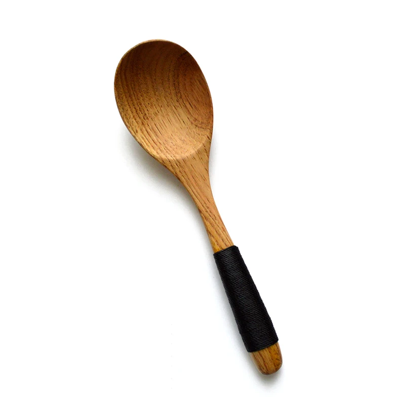 2pcs Wooden Spoons Chestnut Wood Soup Spoon with Kinking Japan Style Large Spoon for Rice Porridge Kitchen Wood Cutlery Flatware (6)