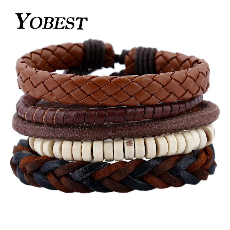 YOBEST ручной работы плетенные украшения браслет оптом простой дизайн мужские браслеты браслет из деревянных бусин Шарм Браслет