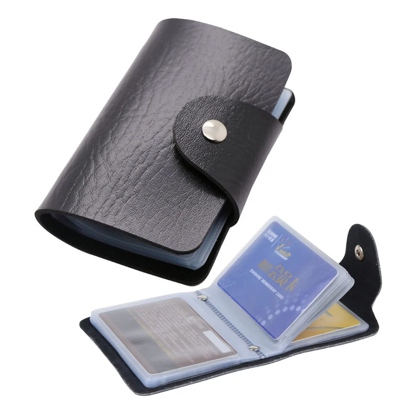 24Bit Credit Card Holder Waterproof Plastic Card Sets PU Leather Business Card Pack Bus Card Bag ...