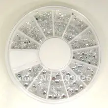 Круглый серебряного цвета размер ногтей ящичек для страз