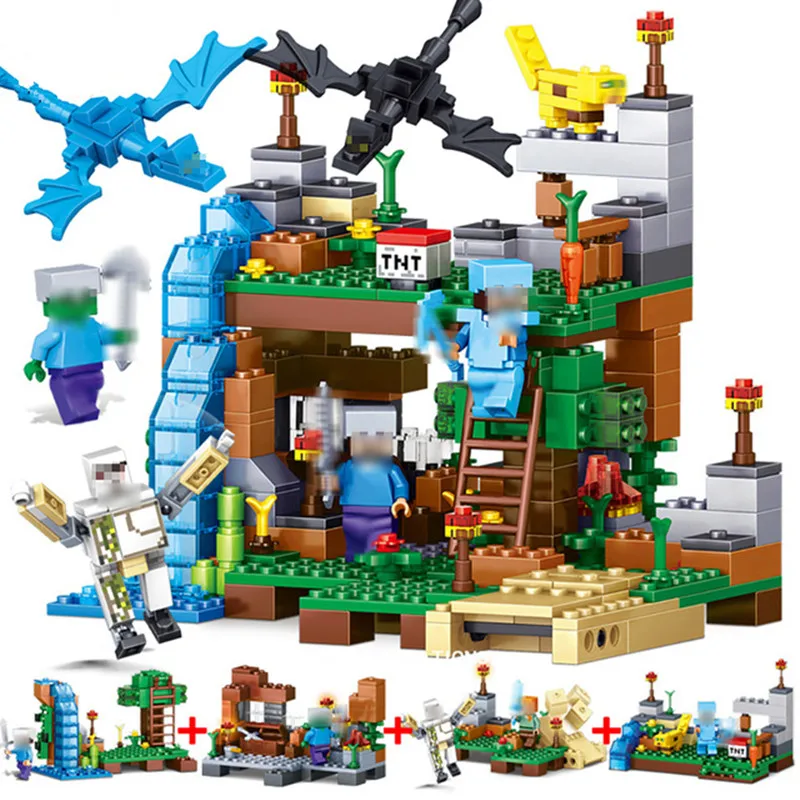 

4 in 1 Minecrafted Building Blocks My world Compatible Legoed City Figures Dragon Bricks Set Educational Toys for Children Gift