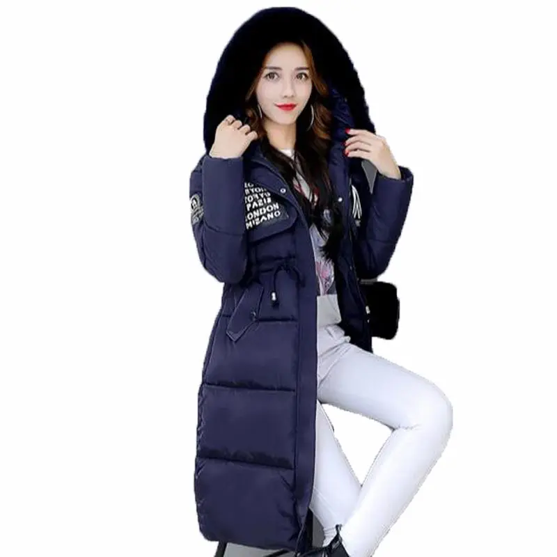 2017 winter font b women b font new cotton coat hooded artificial fur collor font b