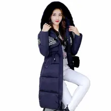 2017 winter women new cotton coat hooded artificial fur collor jacket female Knee long thicker coat