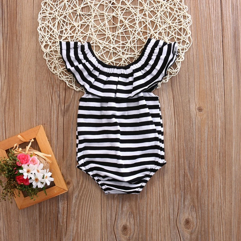 

Stripe Newborn Cute Baby Girl Cotton Short Sleeve Jumpsuit Bodysuit Summer Children Outfit Clothes