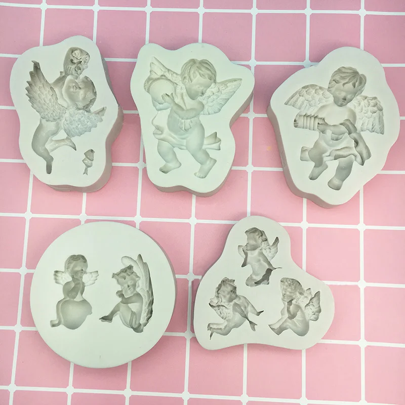 3D детский Ангел, силиконовая форма для помадки, форма для украшения торта, шоколада, кухонные инструменты, аксессуары для семьи, свадьбы, K1029 E