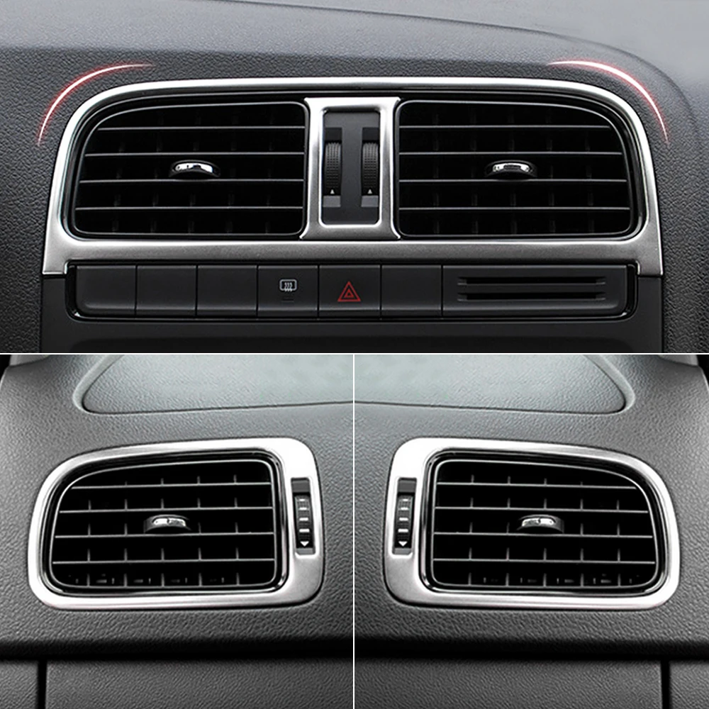

6pcs/set Stainless Steel Central air outlet Cover Car-styling For VW Volkswagen Polo 2011-2017 6R Car Accessories