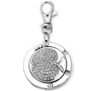 

COSW Hot Apple Folding Handbag Purse Metal Rhinestone Hook Hanger Holder Keyring