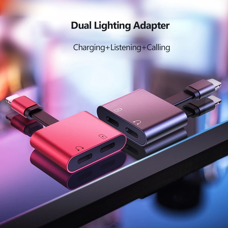 

Reilim Audio adapter 2 in 1 charger adapter mobile phone converter for iphone 6 7 8 X for Listening Music