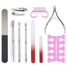 11 шт./лот Маникюр для ногтей, инвентарь набор косой кусачки для ногтей с трех сторон полированная нержавеющая сталь омертвевшая кожа режущий набор инструментов для ногтей