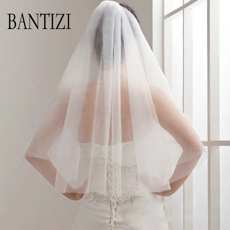 Simple Two Layer White Tulle Short Wedding Bridal Veils 2016 wedding accessories casamento velos de novia | Свадьбы и торжества