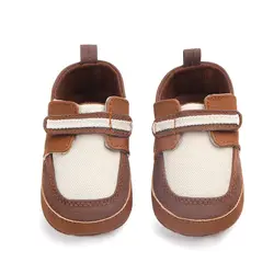 Детская обувь хлопчатобумажная ткань мягкая подошва для маленьких мальчиков обувь против скольжения малышей кроватки Первые ходунки 0-12