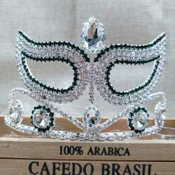 

zerongE jewelry Crystal Halloween Masquerade tiara green Rhinestone Mask crown tiaras for women hair decoration