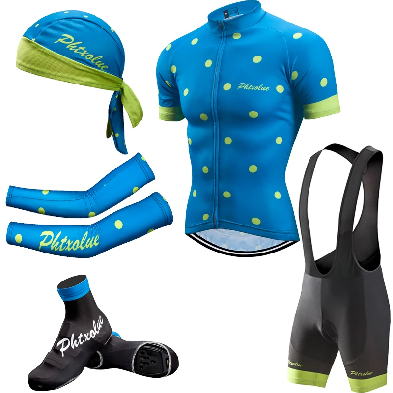 Phtxolue Cycling Jersey Set Men Bike Clothing Breathable Anti UV