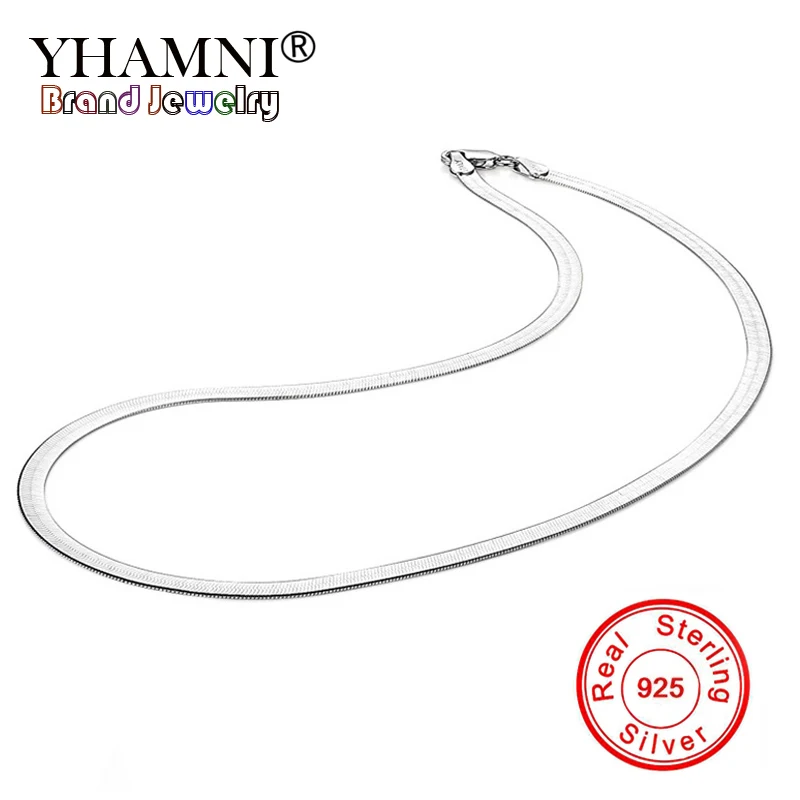 

YHAMNI Original 100% 925 Solid Sterling Silver Chokers Necklaces for Women Wedding Chains Necklaces Men Jewelry Gift BSG01
