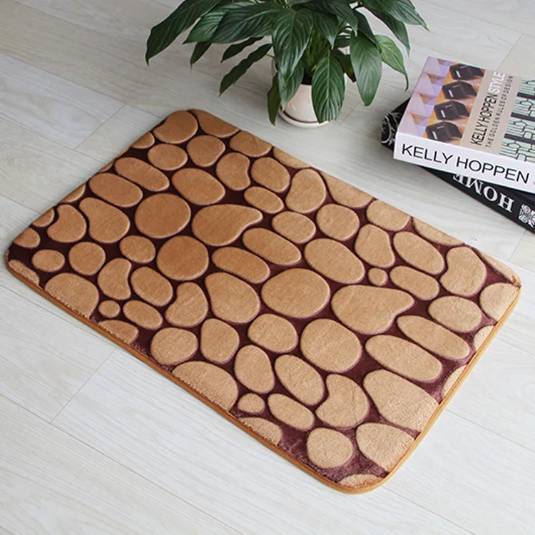 Flannel Stone Embossing Door Mats For Entrance Door Absorbent Bathroom Mats Bedroom Floor Carpets Kitchen Rugs Mats For Hallway