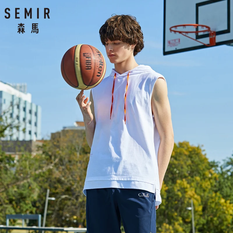 SEMIR жилет мужской Летний спортивный жилет с капюшоном и принтом мужской жилет без рукавов жилет