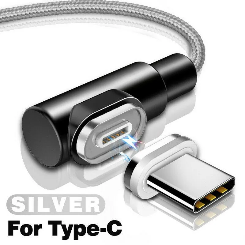 Магнитный кабель Micro USB кабель для быстрой зарядки type-C 1 м 3 а кабель для передачи данных нейлоновый Магнитный зарядный кабель для iPhone Xiaomi светодиодный - Цвет: SILVER For Type-C