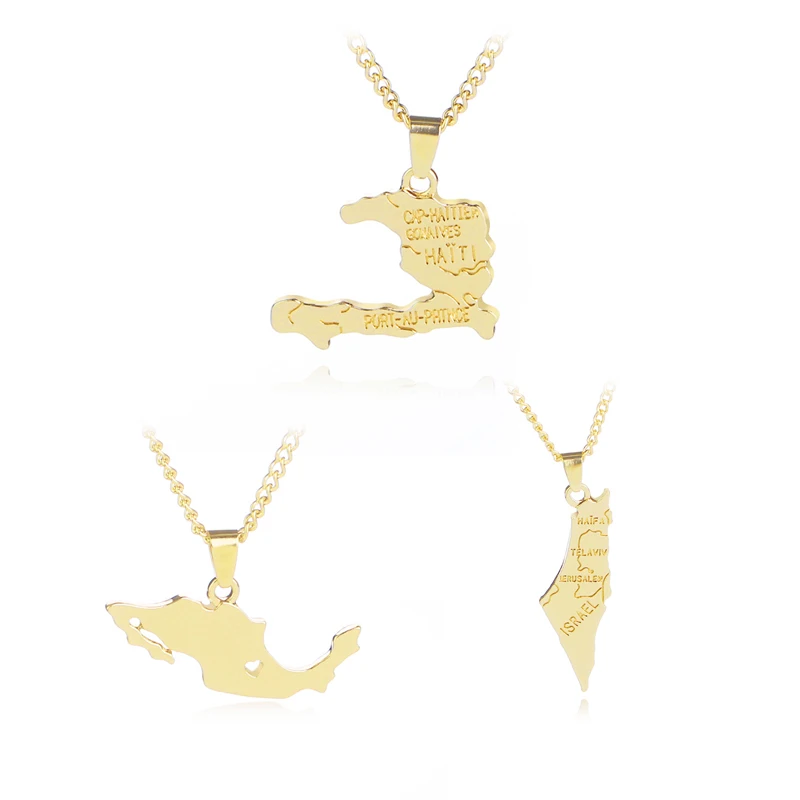 

country Map Necklaces man Israel Mexico Necklaces pendants Haiti map Chokers Necklace for Motherland lover gift for boyfriend