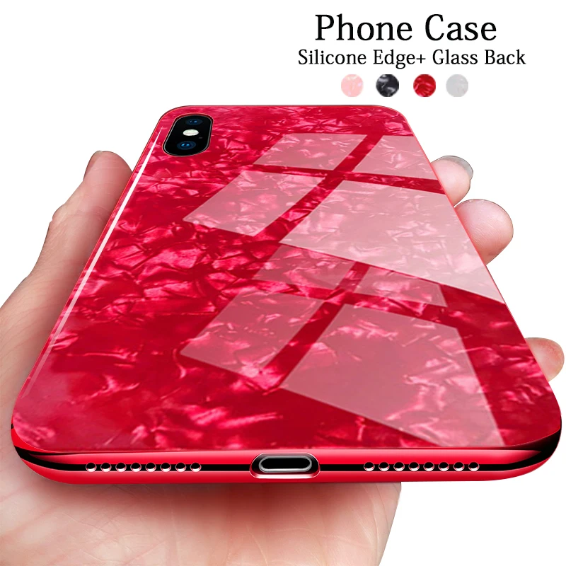 

Tempered Glass Cases For iPhone 7 8 6 Plus case Hard Back Cover Soft Silicone Bumper Shell on the For iPhone X XS Max XR fundas
