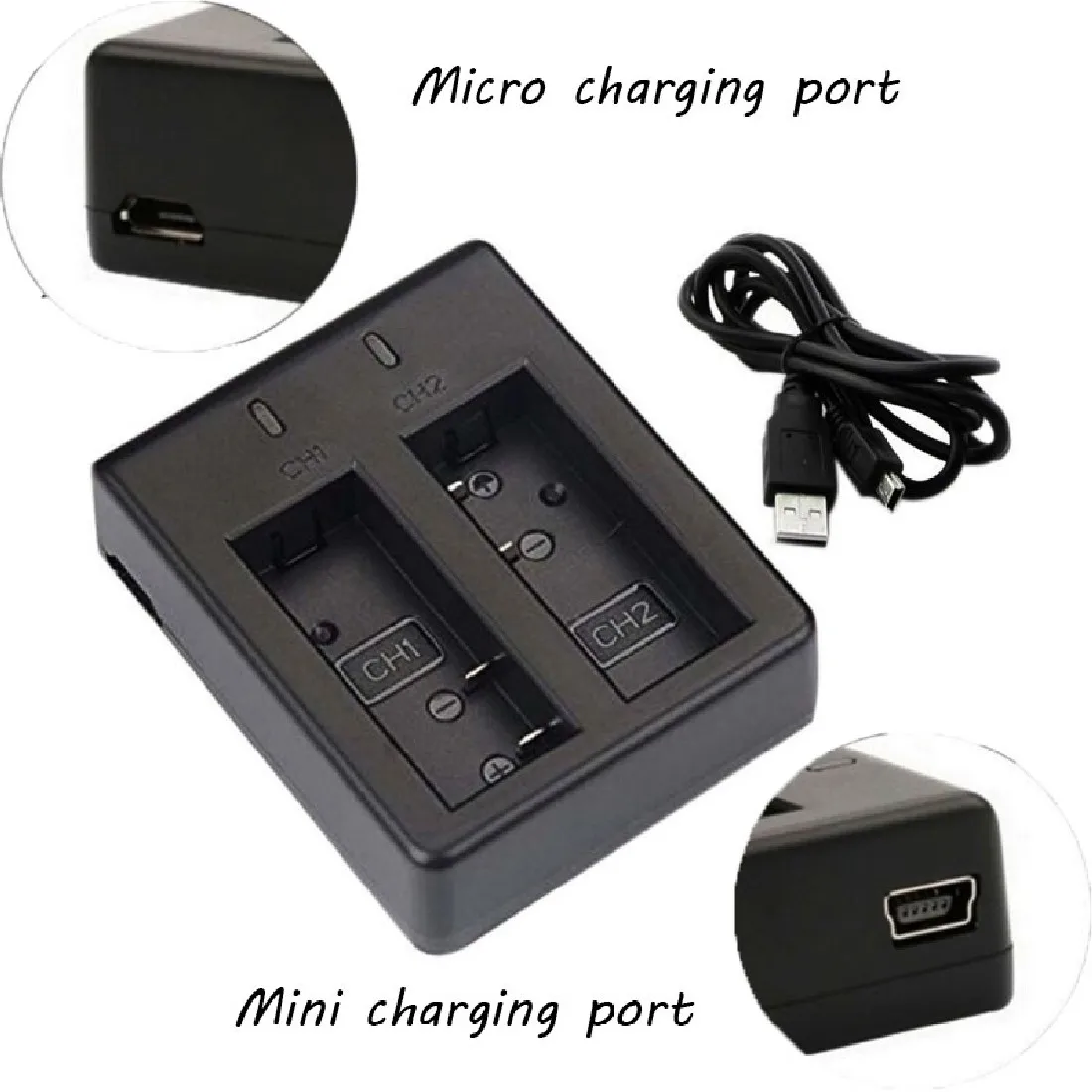 High Quality Dual Charger Compatible for SJCAM SJ4000 SJ5000 M10 Series