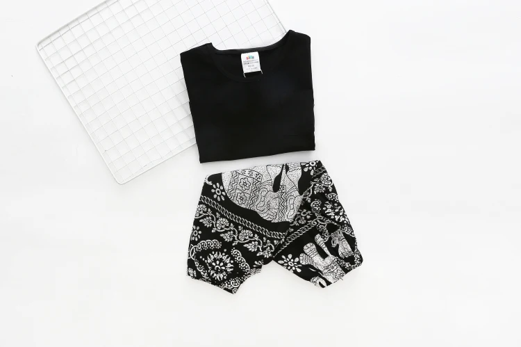 2018 Summer 2-10 Years Old Kids Little Yong Girl Cartoon Print T Shirt+Loose Short Harem Pants 2 Piece Sports Outfits Suit Sets (17)