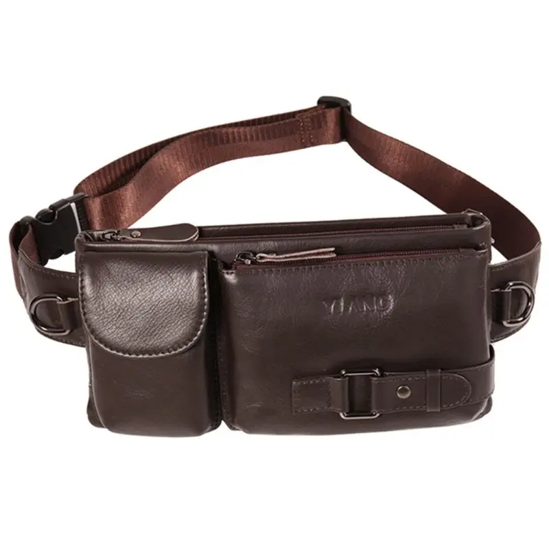 

Men PU Leather Waist Pack Phone Pouch Holder Fanny Sling Shoulder Crossbody Bag