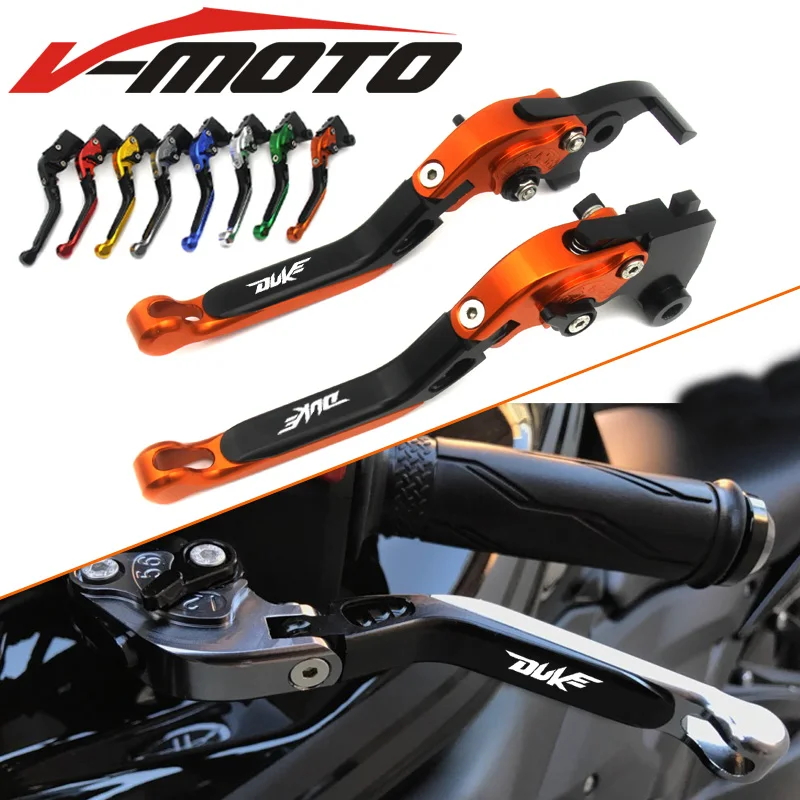 

For KTM Duke 125 200 390 Duke200 Duke390 Motorcycle CNC Billet Aluminum Folding Extendable Brake Clutch Levers With LOGO (DUKE)