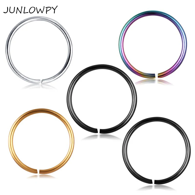 

JUNLOWPY Tatinium Anodizd Nose Rings 100PCS Stainless Body Jewelry Piercing Tragus Earring Cartilage Ear Septum Rings 6/8/10mm