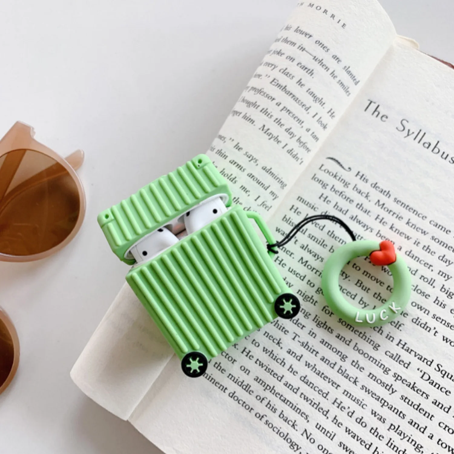Besegad милый чемодан стиль защитный чехол сумка с кольцом веревка для Apple AirPods Air Pods