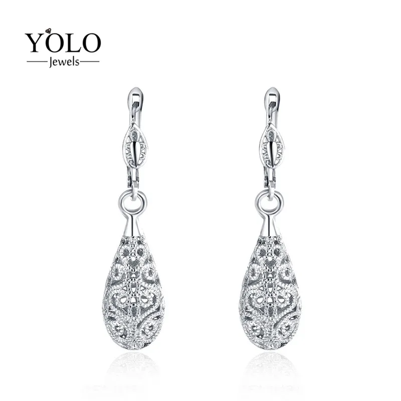 

Female Water Drop Shape Hollow Design Dangle Earrings Personalized Vintage Earring For Women Drop Earrings Suitable for Parties