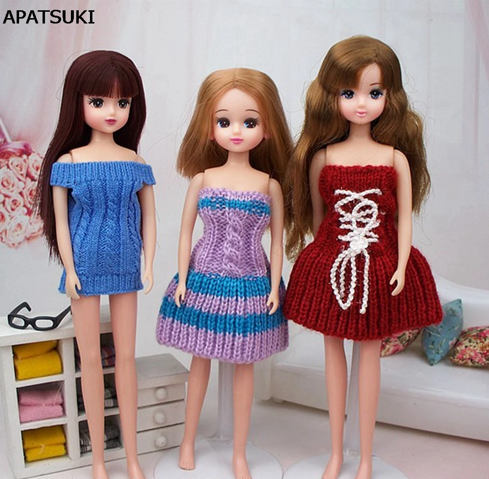 Kids Toy Doll Accessories Knitwear Off Shoulder Dresses Clothes For