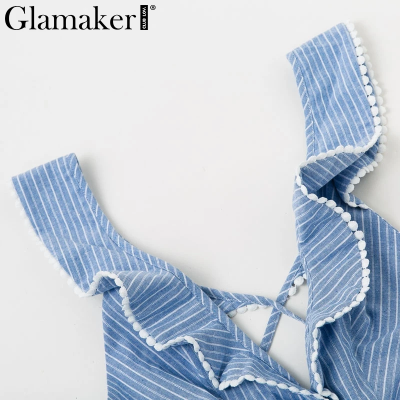Glamaker Ruffle lace up blue sexy dress Women backless high waist turn down maxi dress Beach winter dress 2018 vestidos sundress