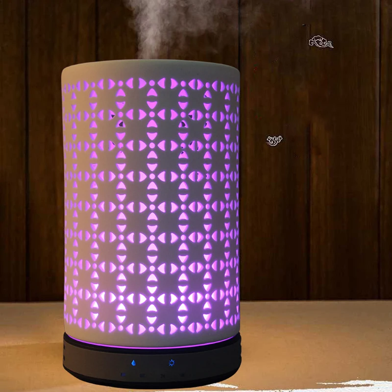 

200ML Air Humidifier Electric Aroma Diffuser Ceramic Essential Oil Diffuser Lamp Lights Water Mist Maker Air Purifier For Home