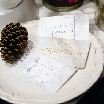 

10set marble wish words theme gold elegant leave message cards Lucky Love valentine Christmas Party Invitation with envelope