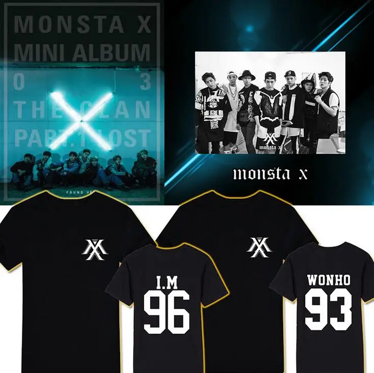 Футболка Kpop MONSTA X футболка Monsta Moletom хлопковая одежда для мужчин и женщин унисекс