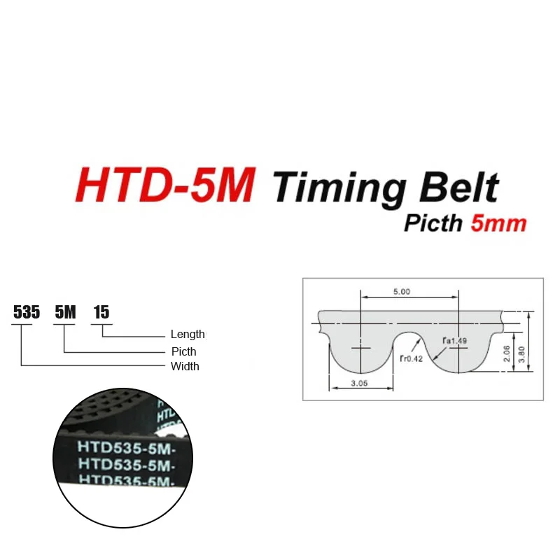 HTD 5M Zahnriemen 15mm - Gummi Keilriemen Für Antriebssysteme In Verschiedenen Längen