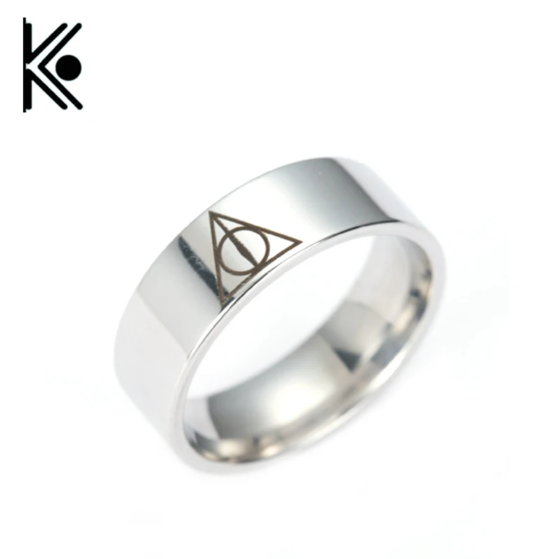 

hogwarts Rings The deathly hallows titanium ring for men and women rings gifts Stainless steel jewelry 7-13