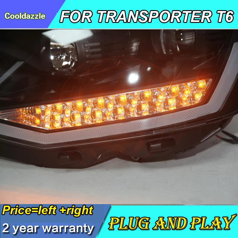Для Volkswagen Transporter Caravelle Multivan T6 светодиодный фонарь год передние лампы с дневными ходовыми
