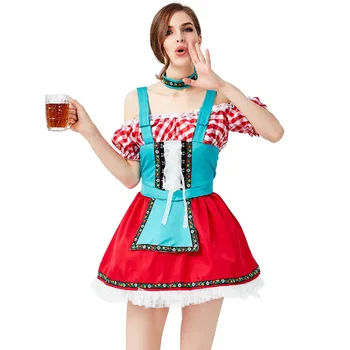 

New Grid Oktoberfest Sweetie Inga Dress Costumes Suit for Girl Woman Great British Beer Festival Waitress Maid Carmoval Party