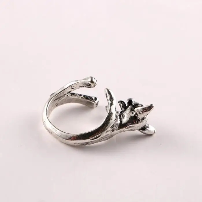 Jisensp Vintage Chihuahua dog Ring Cute Animal Anel Retro Alloy Bulldog adjustable ings Anillos Mujer Men's Bijoux R343