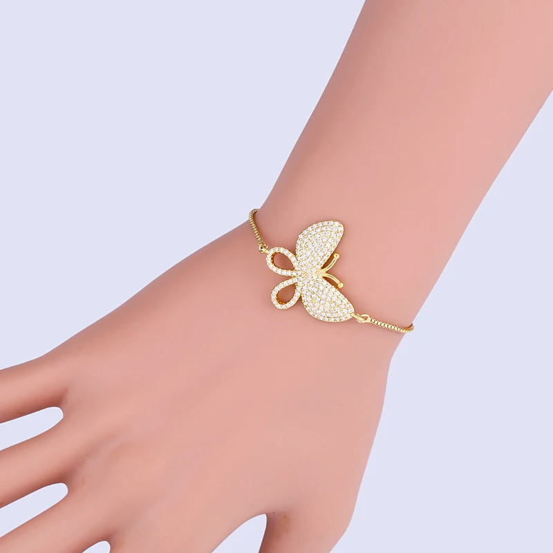 OCESRIO, очаровательный браслет, серебро, цирконий, Бабочка, регулируемые браслеты и браслеты, модные браслеты для женщин, ювелирное изделие, brt-a41